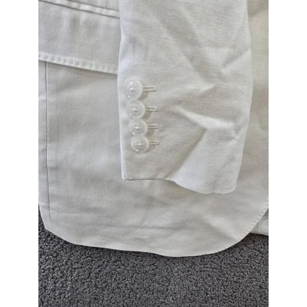 Tayion Collection Linen Two Button Blazer Jacket Men's 44L White Long Sleeve